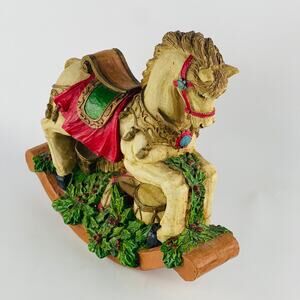 Vintage Christmas Rocking Horse Resin Composite Country Collection 10"